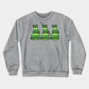 Three Easter Bunnies Green Stripes Crewneck Sweatshirt